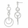 Sterling Silver Polished & Textured Circle Links Post Dangle Earrings
