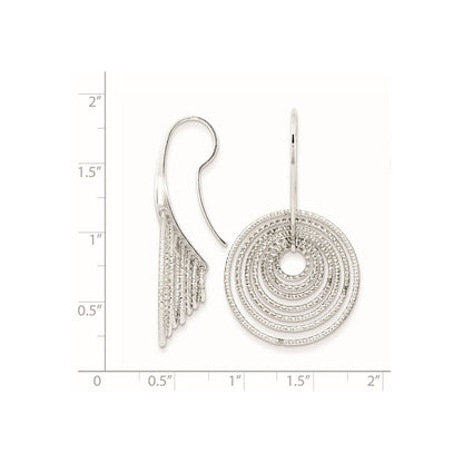 Sterling Silver Rhodium-plated D/C Concentric Circles Dangle Earrings