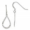 Sterling Silver Polished & D/C Teardrop Dangle Shepherd Hook Earrings