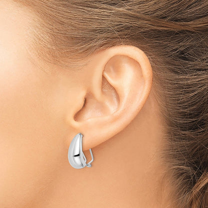 Sterling Silver Polished Omega Back J-Hoop Earrings