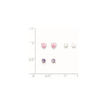 Sterling Silver  3 piece Stellux CrystalPost EarringSet