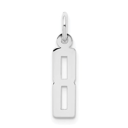 Sterling Silver/Rhodium-plated Elongated Polished Number 8 Charm