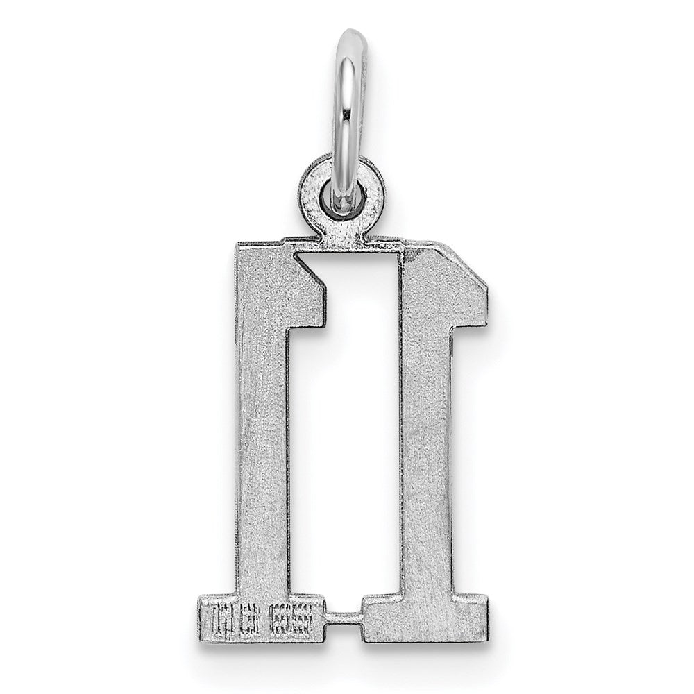Sterling Silver/Rhodium-plated Elongated Number 11 Charm