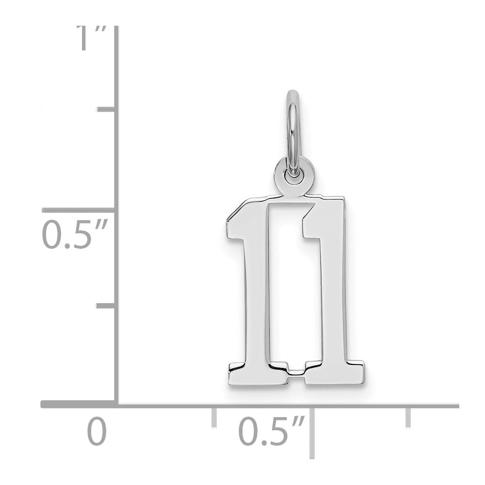 Sterling Silver/Rhodium-plated Elongated Number 11 Charm