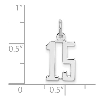 Sterling Silver/Rhodium-plated Elongated Number 15 Charm
