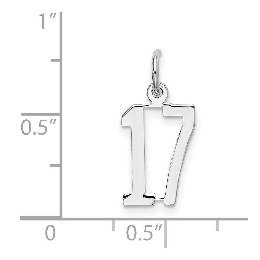 Sterling Silver/Rhodium-plated Elongated Number 17 Charm