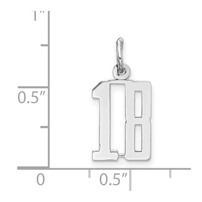 Sterling Silver/Rhodium-plated Elongated Number 18 Charm