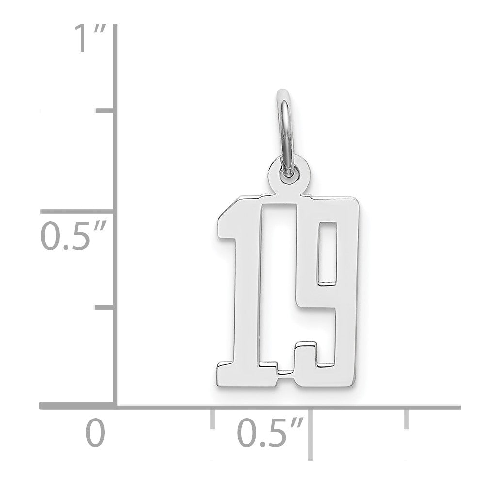 Sterling Silver/Rhodium-plated Elongated Number 19 Charm