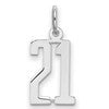 Sterling Silver/Rhodium-plated Elongated Number 21 Charm