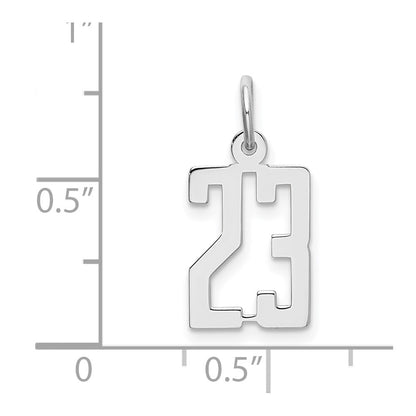 Sterling Silver/Rhodium-plated Elongated Number 23 Charm