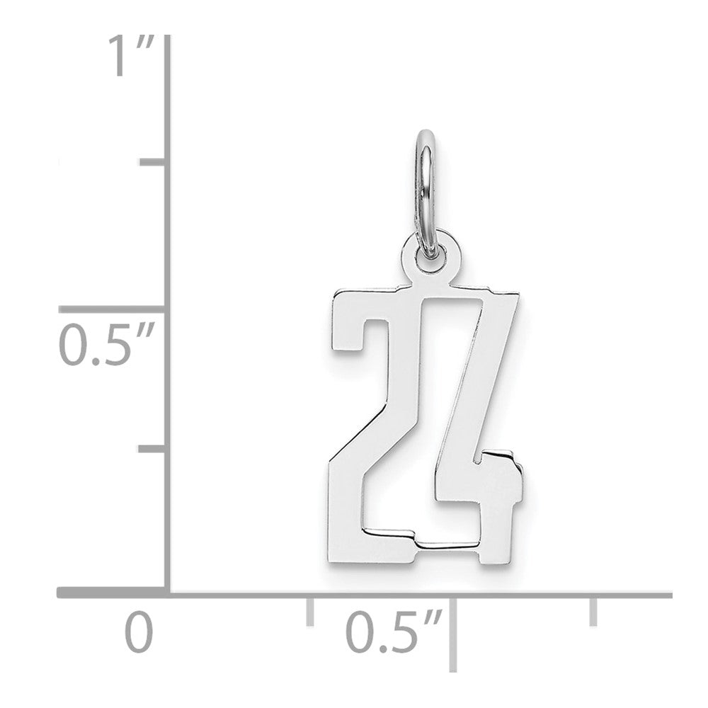 Sterling Silver/Rhodium-plated Elongated Number 24 Charm