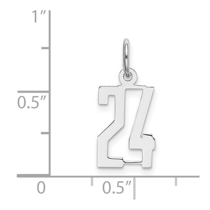 Sterling Silver/Rhodium-plated Elongated Number 24 Charm