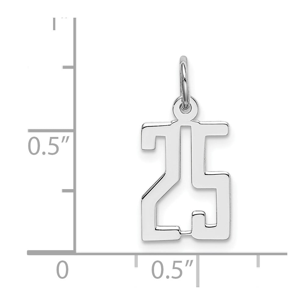 Sterling Silver/Rhodium-plated Elongated Number 25 Charm