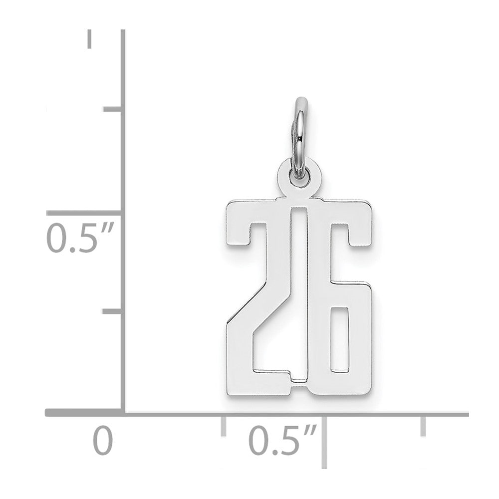 Sterling Silver/Rhodium-plated Elongated Number 26 Charm