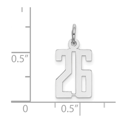 Sterling Silver/Rhodium-plated Elongated Number 26 Charm