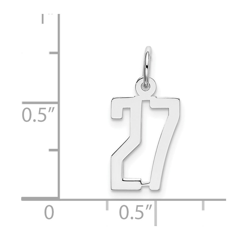 Sterling Silver/Rhodium-plated Elongated Number 27 Charm