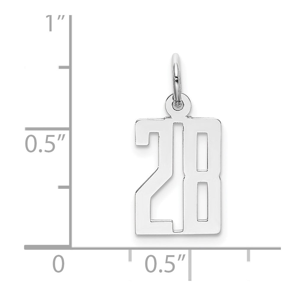 Sterling Silver/Rhodium-plated Elongated Number 28 Charm