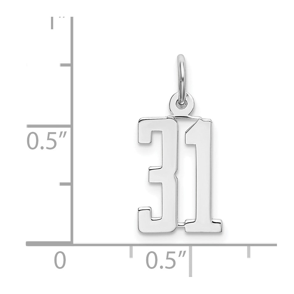Sterling Silver/Rhodium-plated Elongated Number 31 Charm