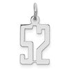 Sterling Silver/Rhodium-plated Elongated Number 52 Charm