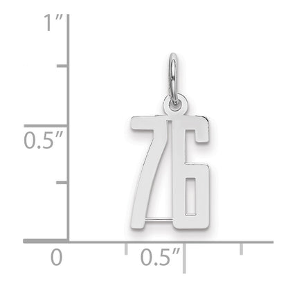Sterling Silver/Rhodium-plated Elongated Number 76 Charm