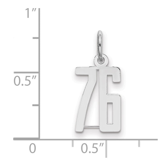 Sterling Silver/Rhodium-plated Elongated Number 76 Charm