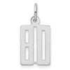 Sterling Silver/Rhodium-plated Elongated Number 80 Charm
