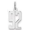 Sterling Silver/Rhodium-plated Elongated Number 92 Charm