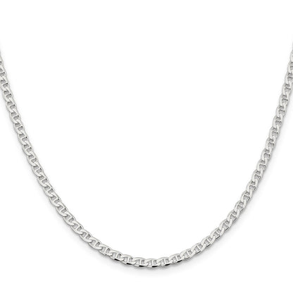 Sterling Silver 3.15mm D/C Flat Anchor Curb Chain Anklet