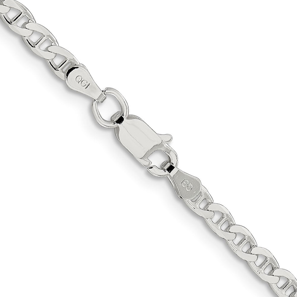 Sterling Silver 3.15mm D/C Flat Anchor Curb Chain Anklet