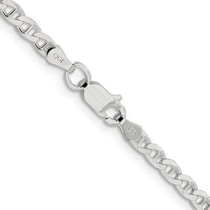 Sterling Silver 3.15mm D/C Flat Anchor Curb Chain Anklet