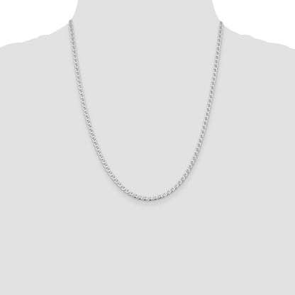 Sterling Silver Rhodium-plated 3.15mm D/C Flat Anchor Curb Chain