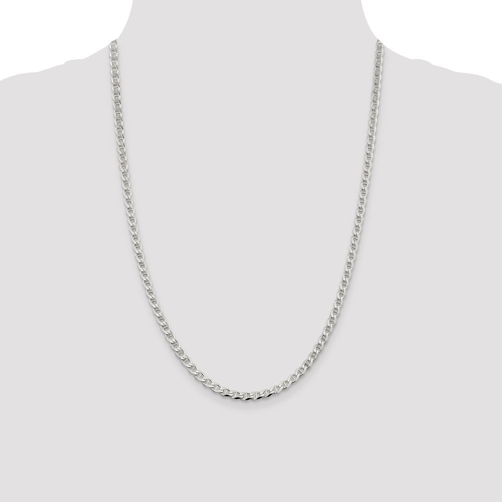 Sterling Silver 4.0mm D/C Flat Anchor Curb Chain