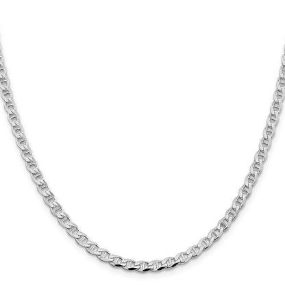 Sterling Silver Rhodium-plated 4.0mm D/C Flat Anchor Curb Chain