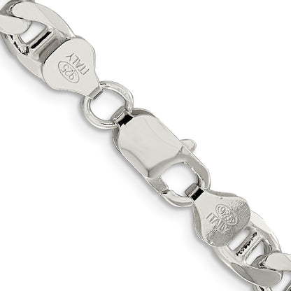 Sterling Silver 7.4mm D/C Flat Anchor Curb Chain