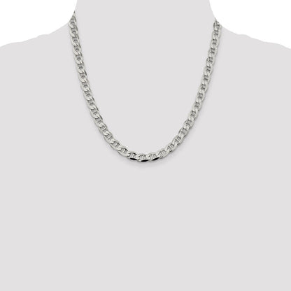 Sterling Silver 7.4mm D/C Flat Anchor Curb Chain