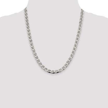 Sterling Silver 7.4mm D/C Flat Anchor Curb Chain