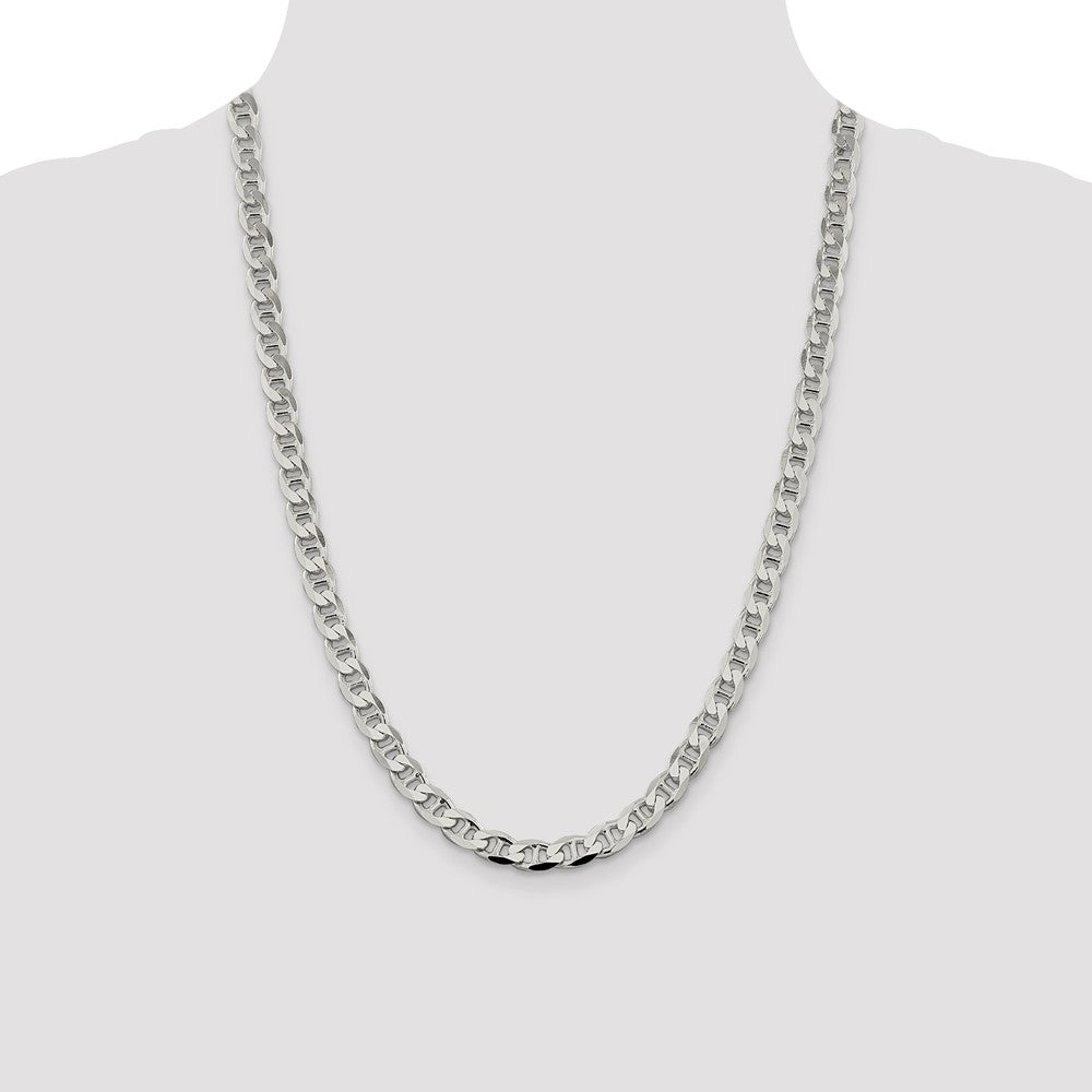 Sterling Silver 7.4mm D/C Flat Anchor Curb Chain