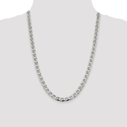 Sterling Silver 7.4mm D/C Flat Anchor Curb Chain