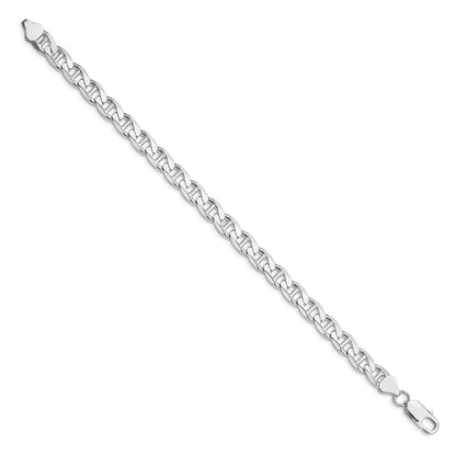 Sterling Silver Rhodium-plated 7.4mm D/C Flat Anchor Curb Chain