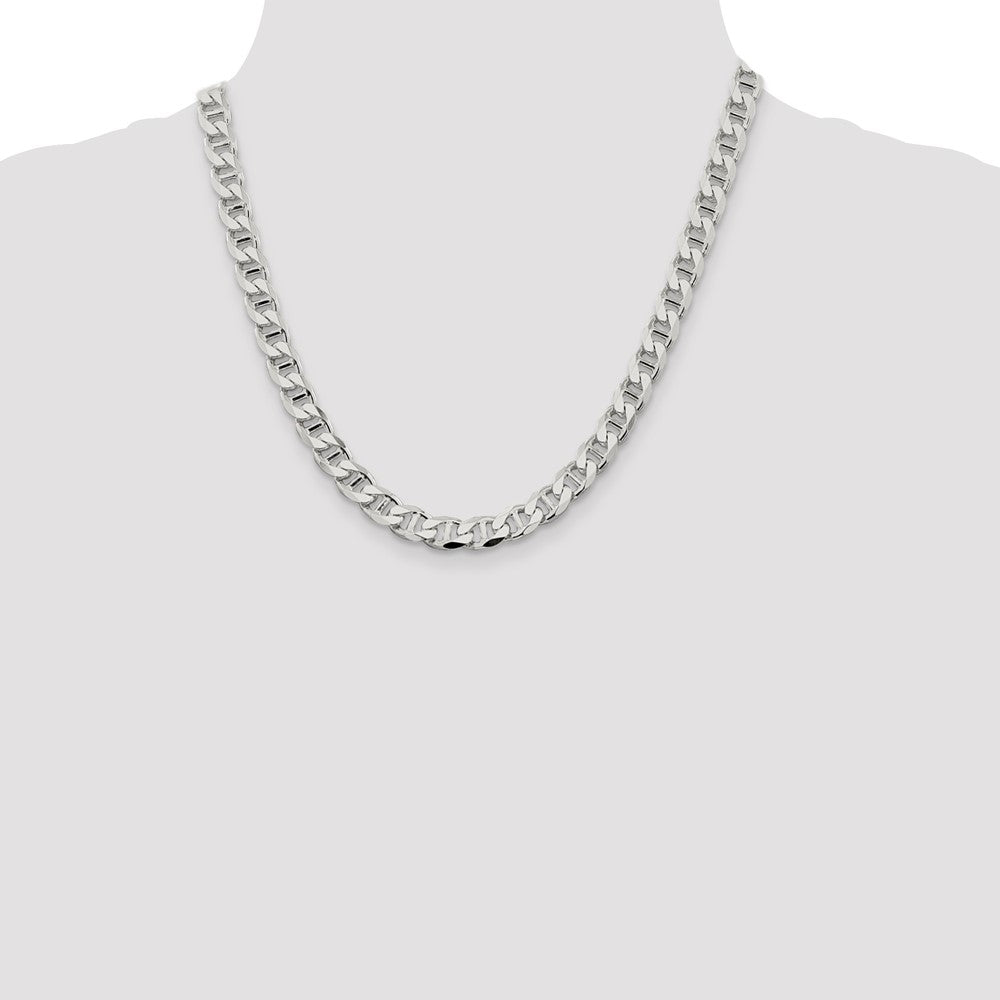 Sterling Silver 8.25mm D/C Flat Anchor Curb Chain