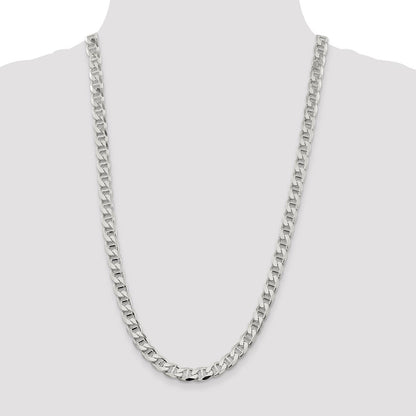 Sterling Silver 8.25mm D/C Flat Anchor Curb Chain