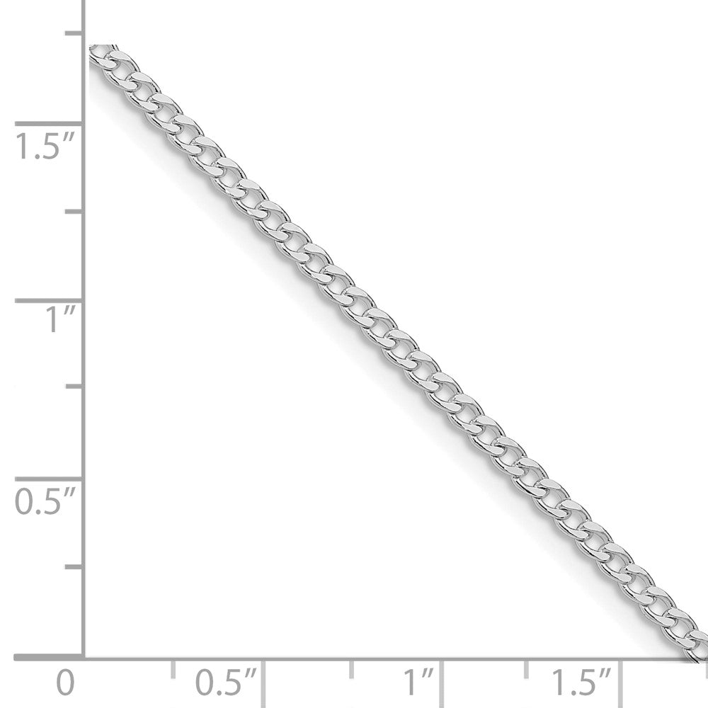 Sterling Silver Rhodium-plated 2.3mm Beveled Curb Chain