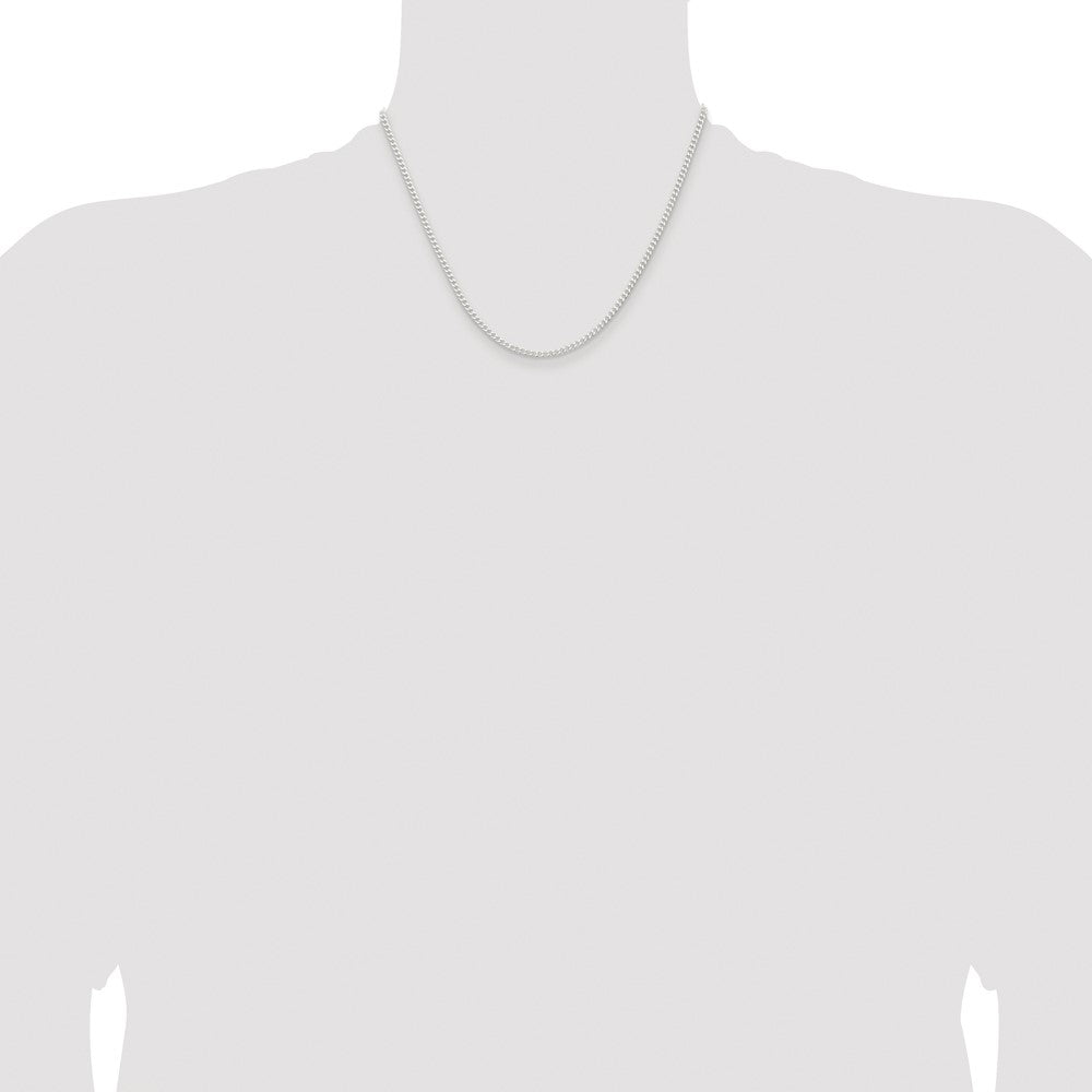 Sterling Silver Rhodium-plated 2.3mm Beveled Curb Chain