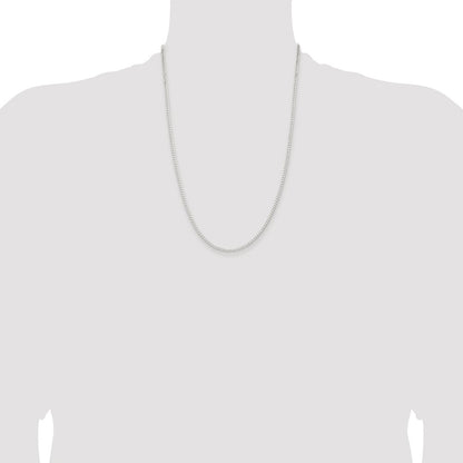 Sterling Silver Rhodium-plated 2.3mm Beveled Curb Chain