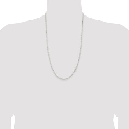 Sterling Silver Rhodium-plated 2.3mm Beveled Curb Chain