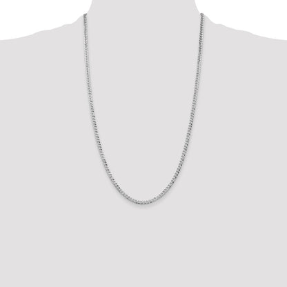 Sterling Silver Rhodium-plated 3.2mm Beveled Curb Chain