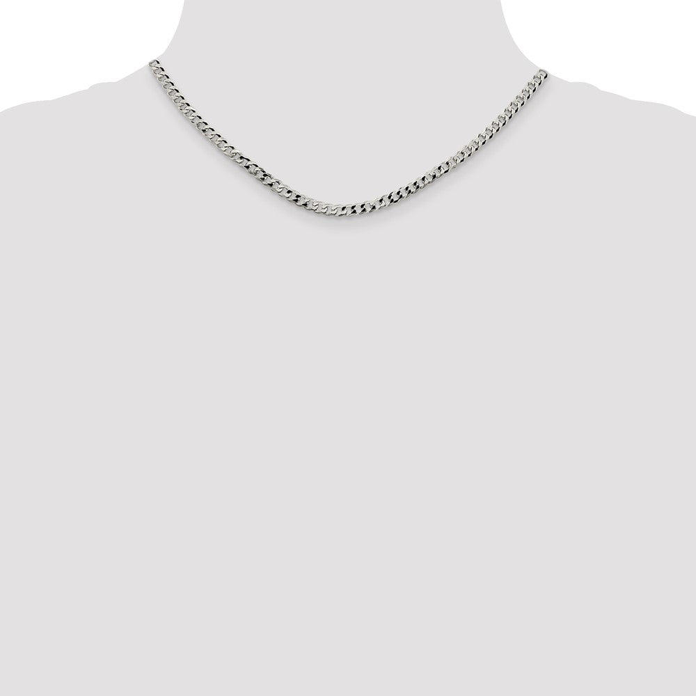 Sterling Silver 4mm Beveled Curb Chain