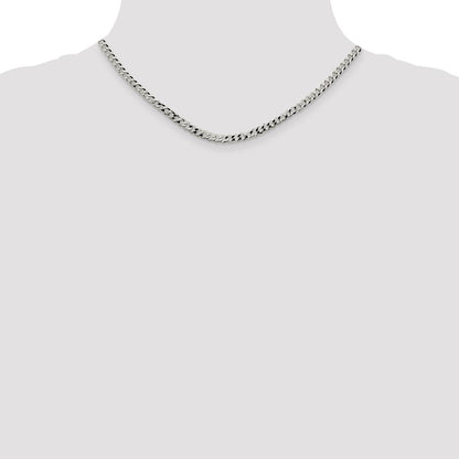 Sterling Silver 4mm Beveled Curb Chain