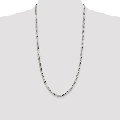Sterling Silver 4mm Beveled Curb Chain