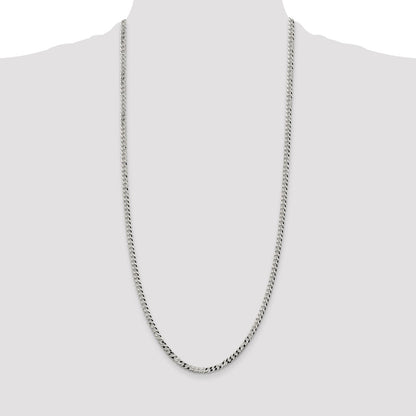 Sterling Silver 4mm Beveled Curb Chain